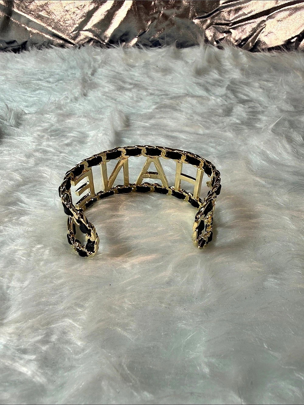 Geometric Bracelet in Black & Gold Like New